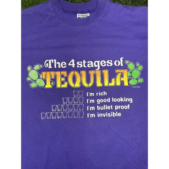 Vintage Tequila Single Stitch T-Shirt Size L Made In USA Cruise, Party Funny - Picture 2 of 9